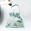 Silk Satin Embroidery Drawstring Bag thebuzzbay.com