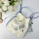 Silk Satin Embroidery Drawstring Bag thebuzzbay.com