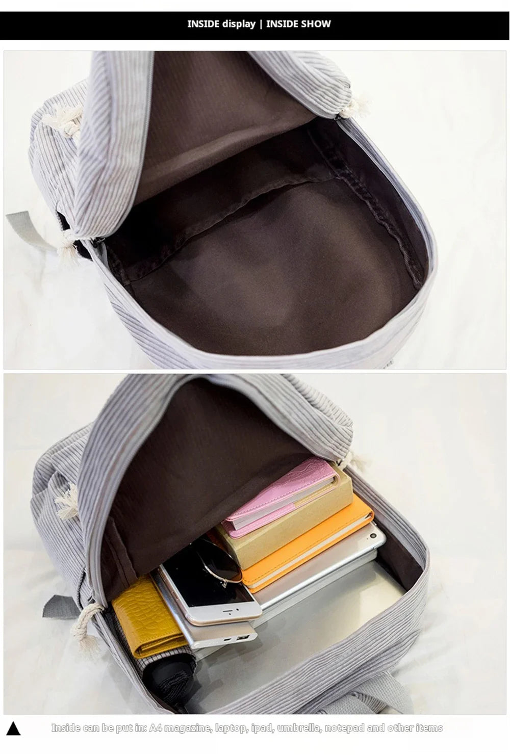Personalized Corduroy Schoolbag Backpack