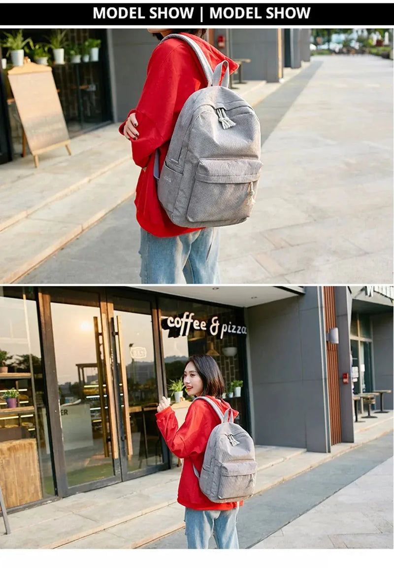 Personalized Corduroy Schoolbag Backpack thebuzzbay.com