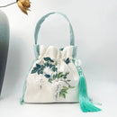 Silk Satin Embroidery Drawstring Bag thebuzzbay.com