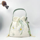 Silk Satin Embroidery Drawstring Bag thebuzzbay.com