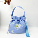 Silk Satin Embroidery Drawstring Bag thebuzzbay.com