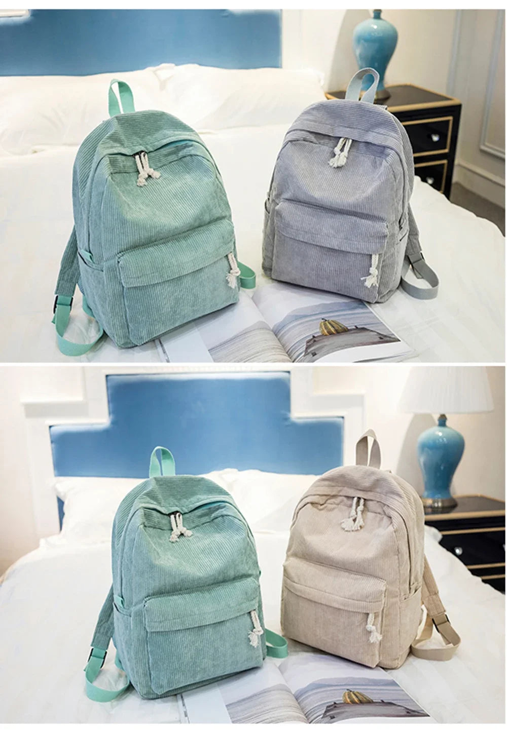 Personalized Corduroy Schoolbag Backpack