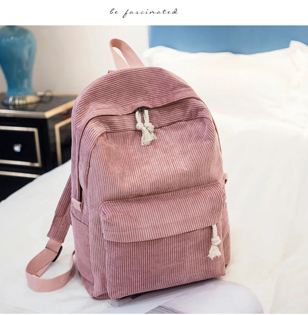 Personalized Corduroy Schoolbag Backpack