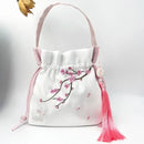 Silk Satin Embroidery Drawstring Bag thebuzzbay.com