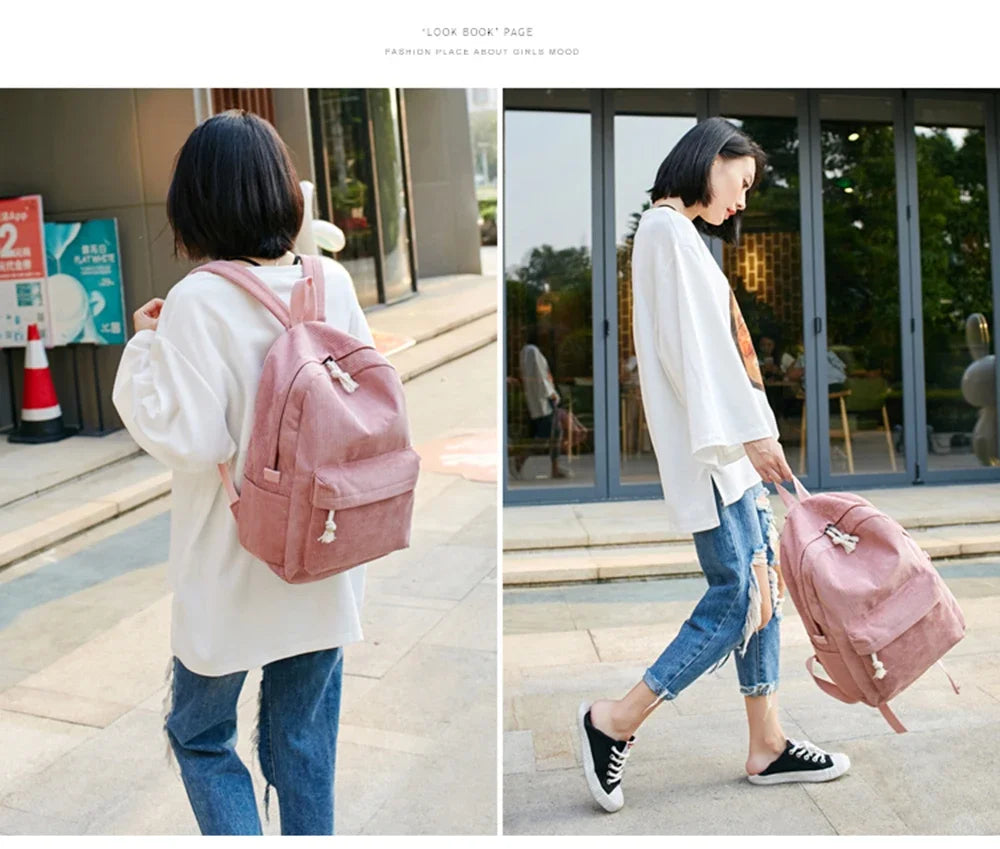 Personalized Corduroy Schoolbag Backpack